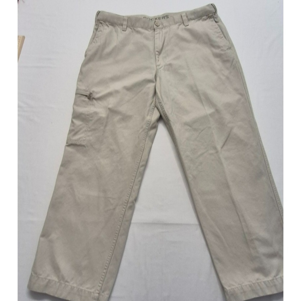 Dockers men's D3 light khaki flat front pant 38x29 100% Cotton zip leg pocket